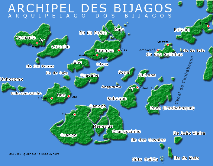 Bijagos : Carte Map de l'archipel des Bijagos