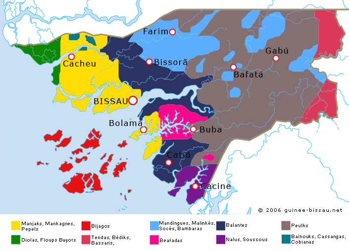 Répartition géographiques des ethnies de Guinée-Bissau