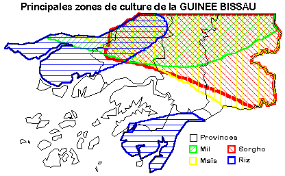 Principales zones de culture en Guinée-Bissau